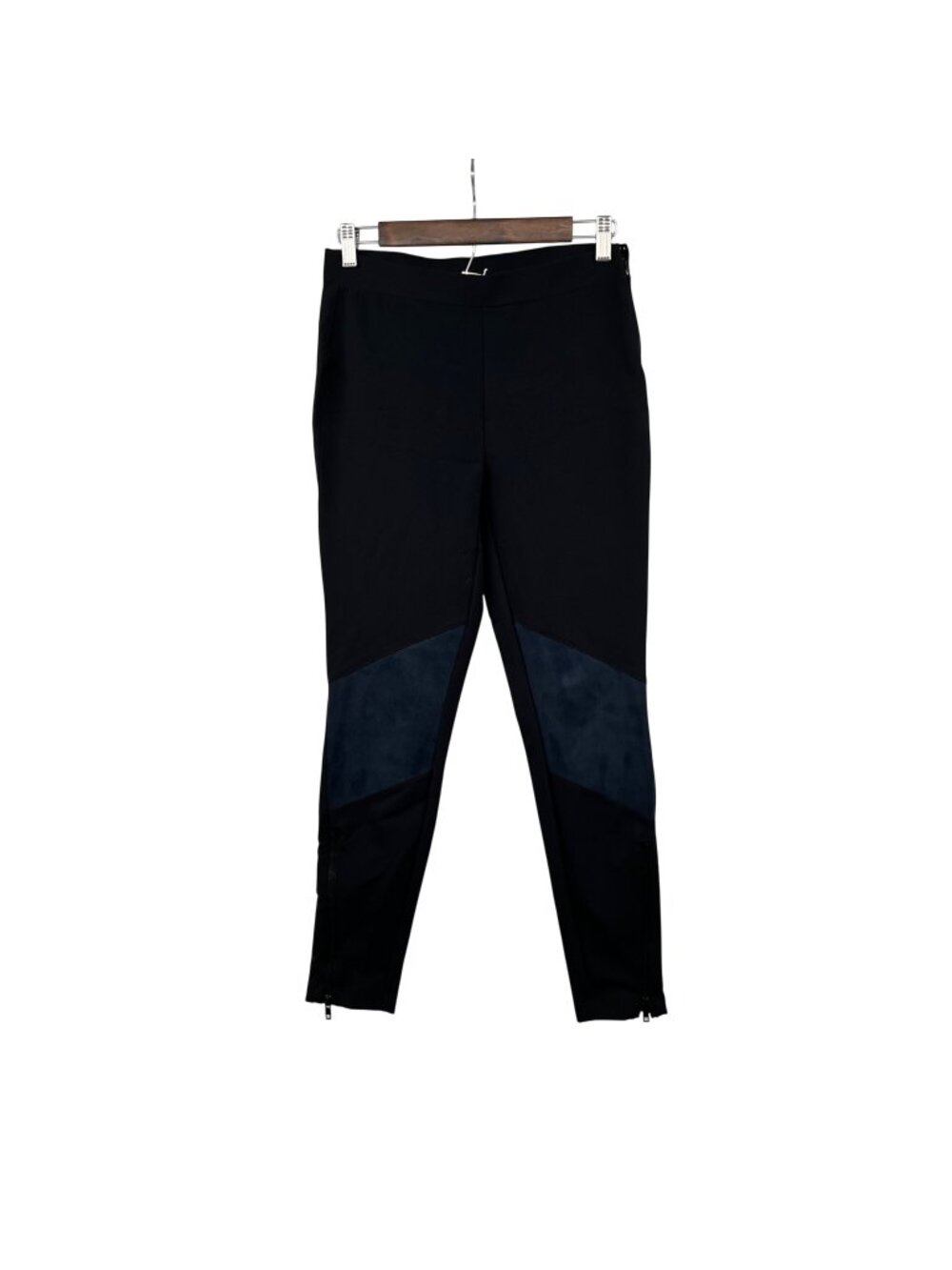 Gap Womens Skinny Pants Zip Ankle Black/Blue Faux Suede Womens Size Small Zip